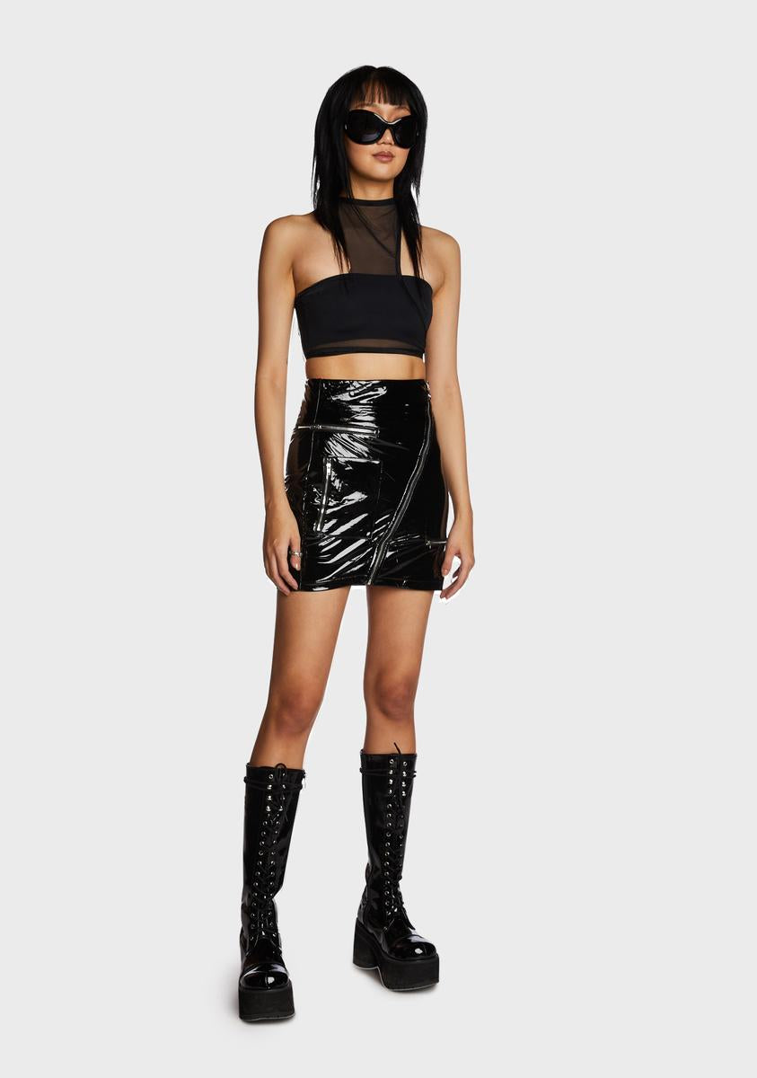 Vinyl Zipper Mini Skirt Black Dolls Kill