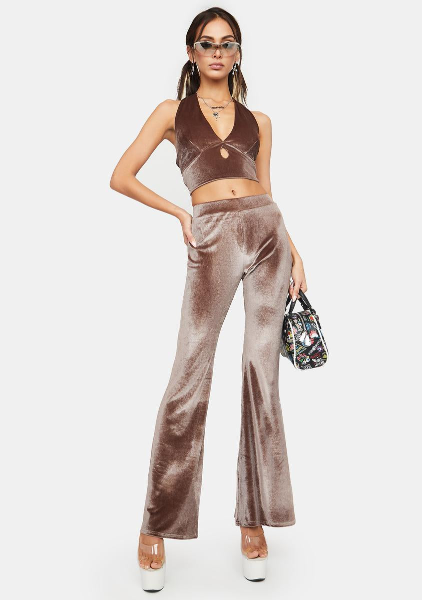 Mocha Velvet Flare Pants