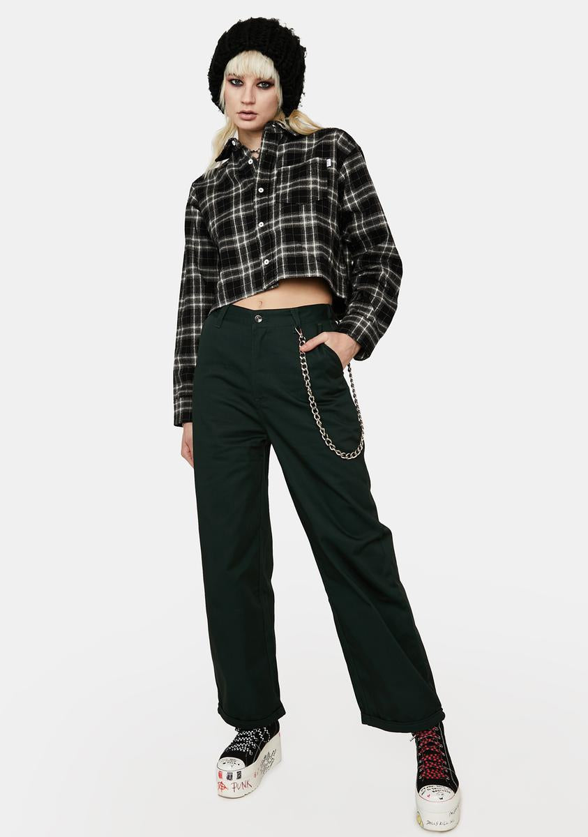 BDG + Caleb Cropped Flannel Shirt