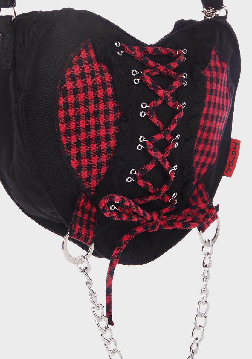Tripp NYC Gingham Print Heart Bag - Black/Red – Dolls Kill