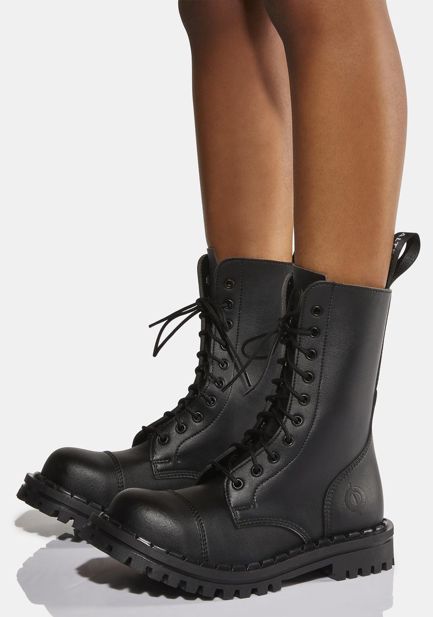 Altercore Vegan Leather Lace Up Combat Boots - Black – Dolls Kill