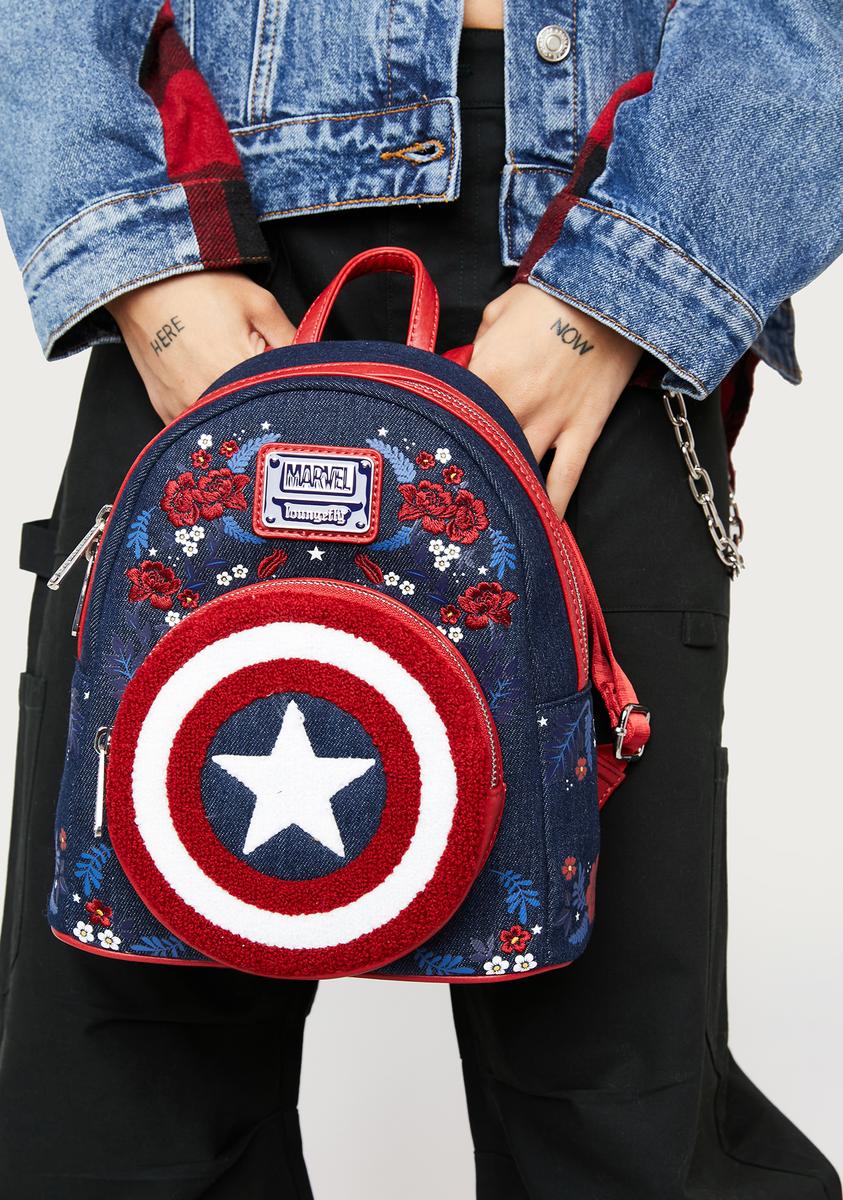 Loungefly Captain America Backpack Blue/Red – Dolls Kill