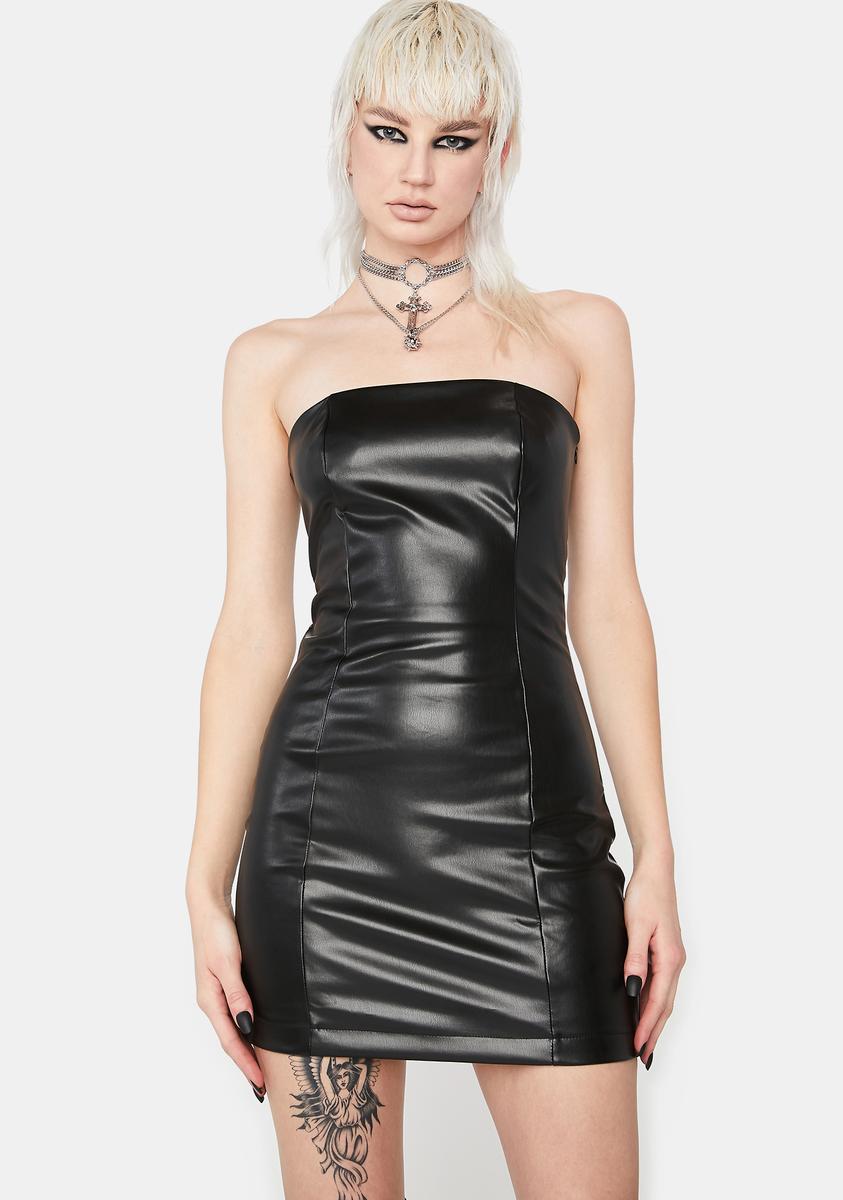 knee length dresses for ladies Vegan Leather Sleeveless Mini Dress