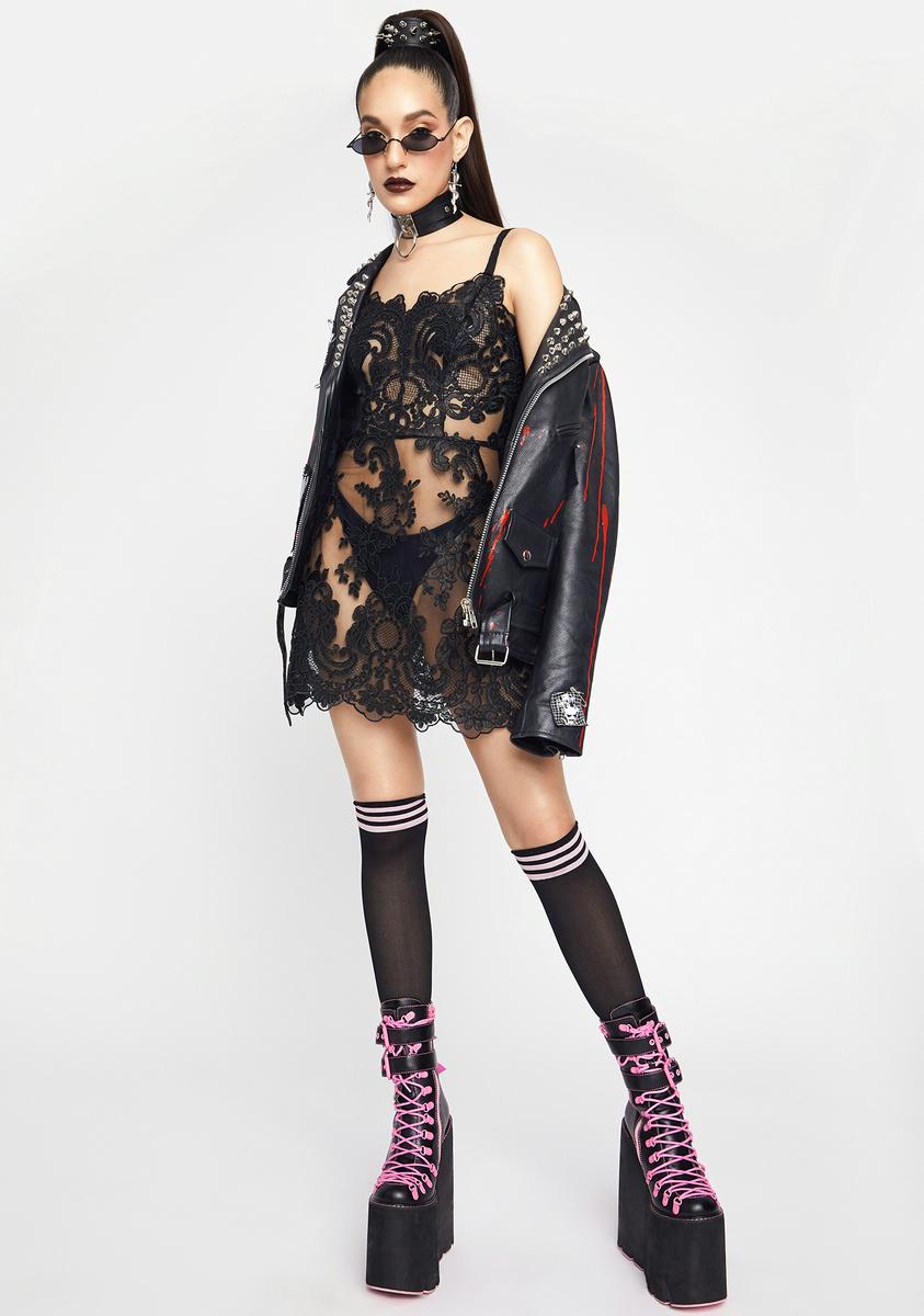 Current Mood Sheer Lace Mini Slip Dress - Black Dolls Kill Current Mood Sheer Lace Mini Slip Dress - Black Dolls Kill