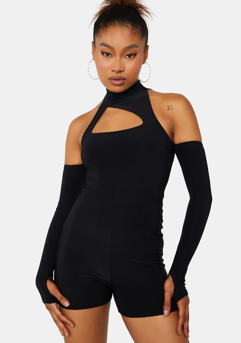 Public Desire Mockneck Cutout Bodycon Unitard - Black – Dolls Kill