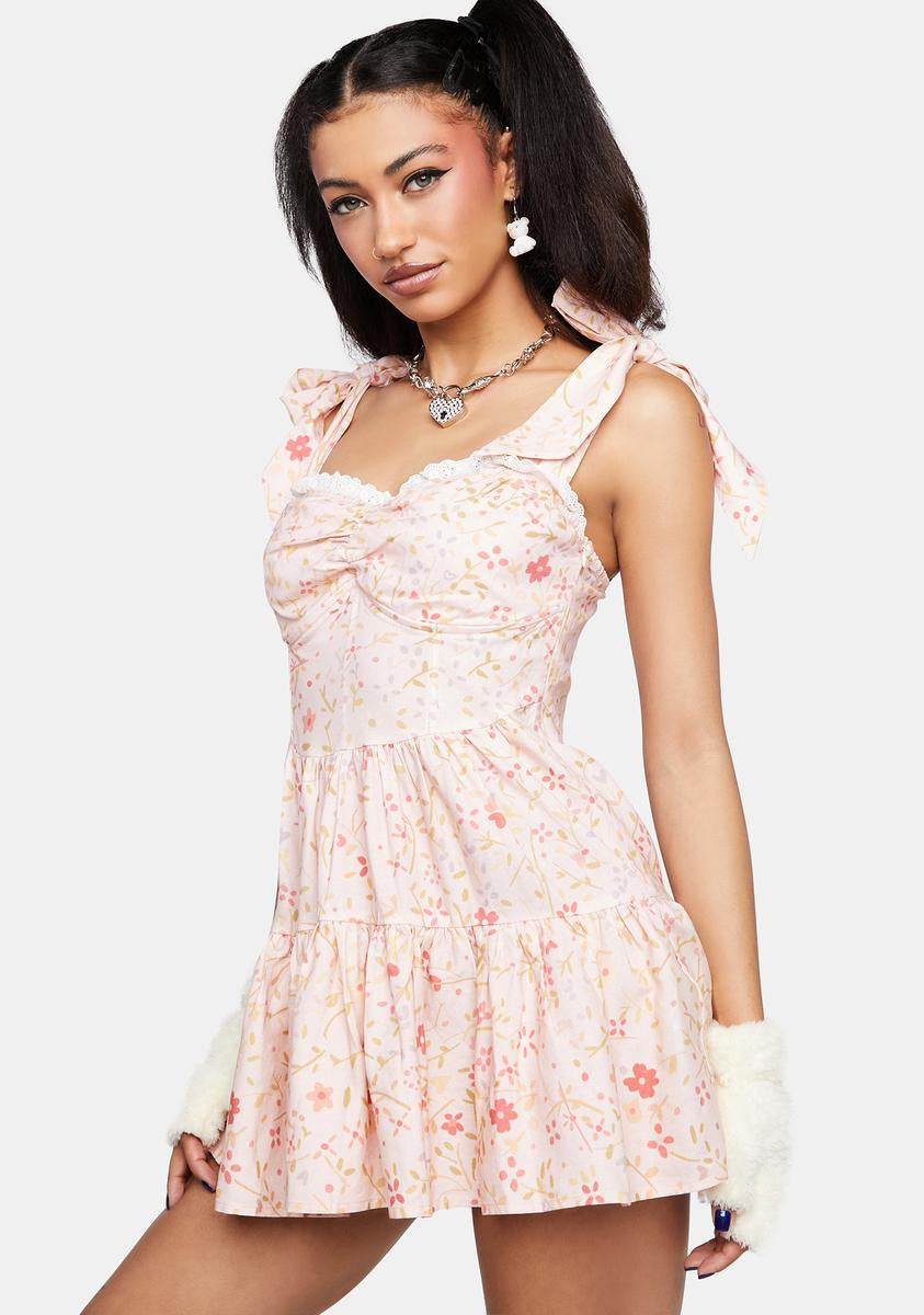poppy pink floral mini dress Serpenti The Lovesick Mini Dress