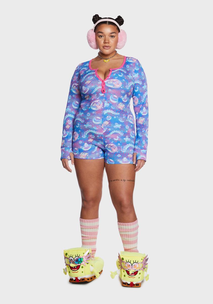 Dolls Kill x SpongeBob Plus Size Bubble Graphic Print Waffle Knit