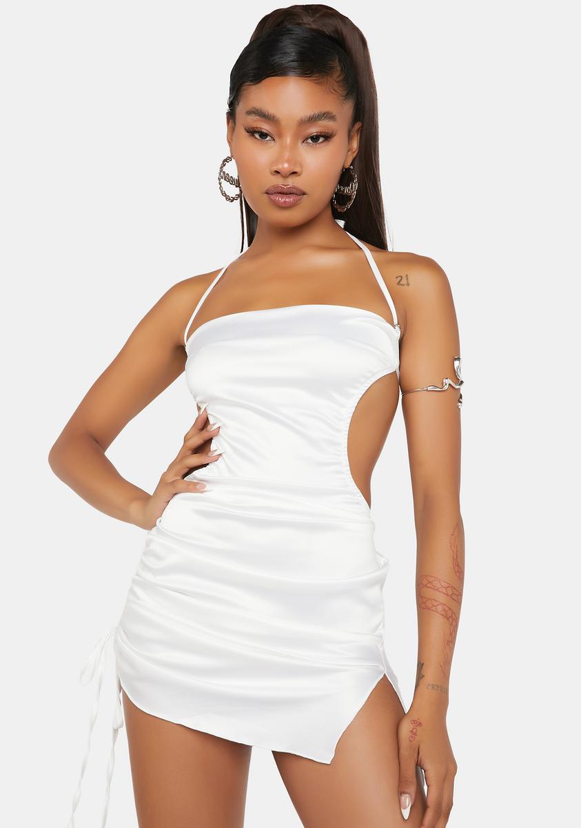 Satin Cut Out Mini Skirt