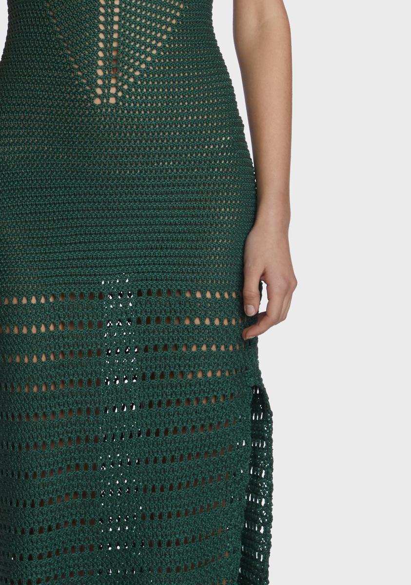 Crochet Halter Midi Dress - Green  Dolls Kill