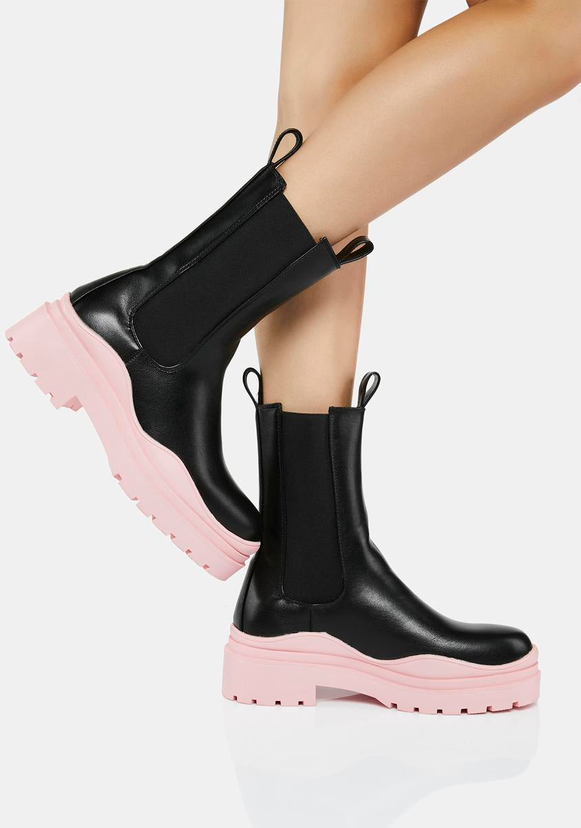 Pink Ghosted Wavy Ankle Boots AZALEA WANG,Specials : American Fashion Style Bags On Sale