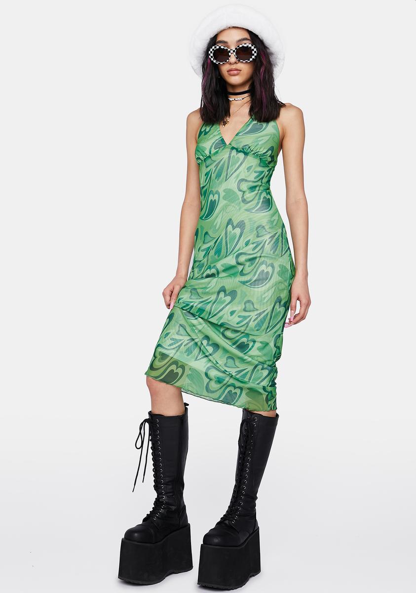 Pretty Garbage Mesh Heart Midi Dress