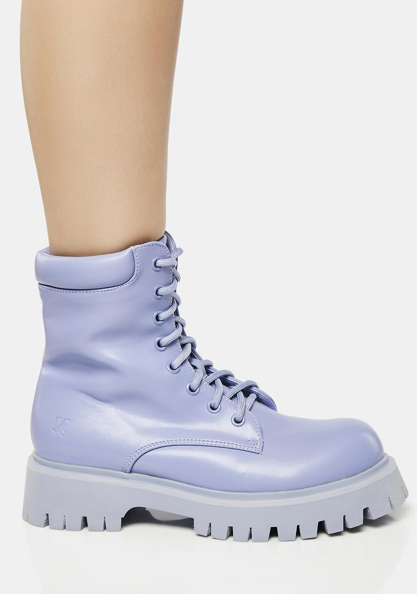 koume‼︎ Koi Footwear Padded Lace Up Combat Boots - Light Purple