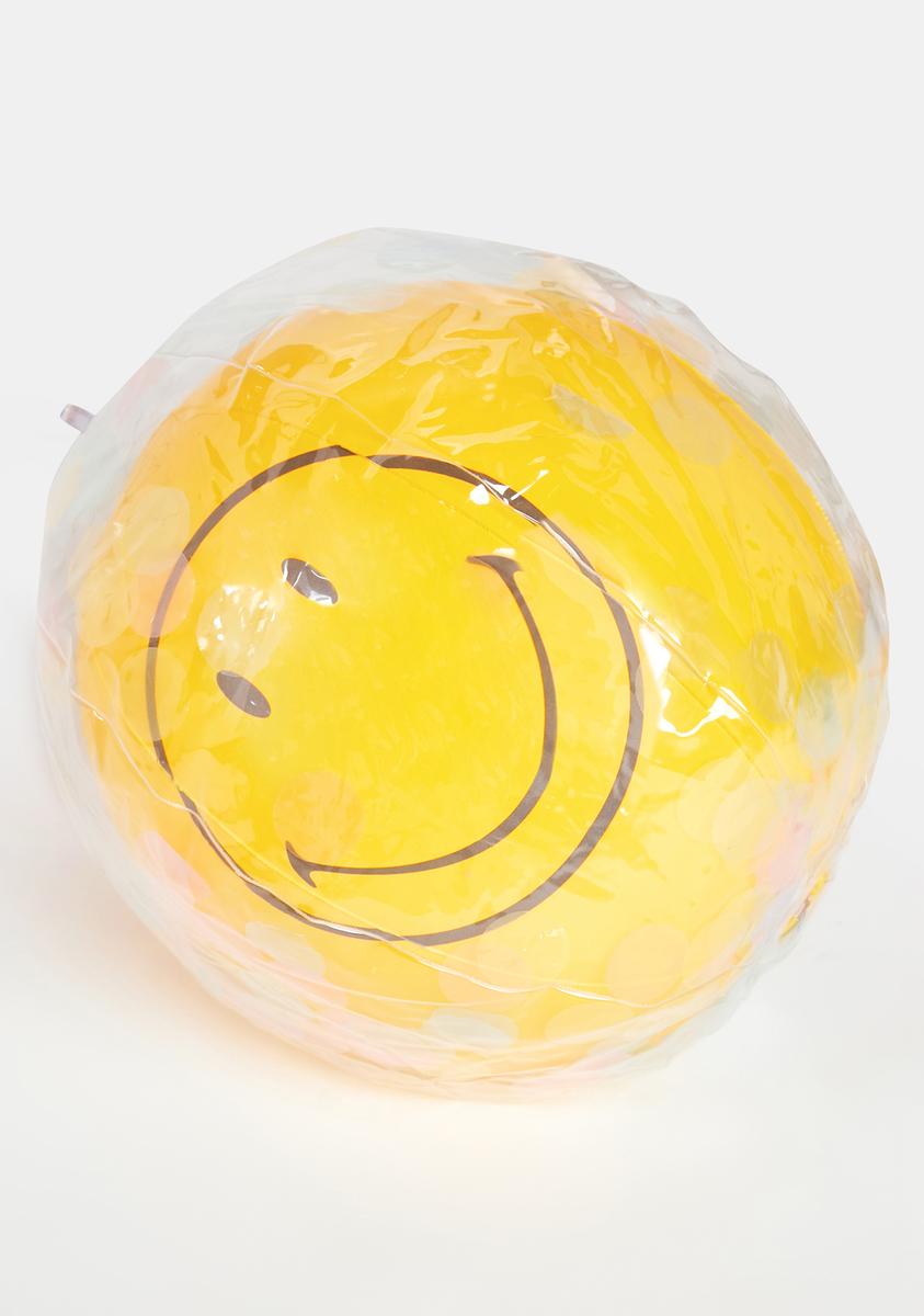 Smiley Inflatable Sunny Life x Smiley Inflatable Beach Ball - Clear/Yellow – Dolls Kill