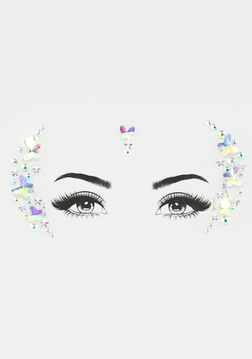 Butterfly Shape Glitter Face Gems - Silver – Dolls Kill