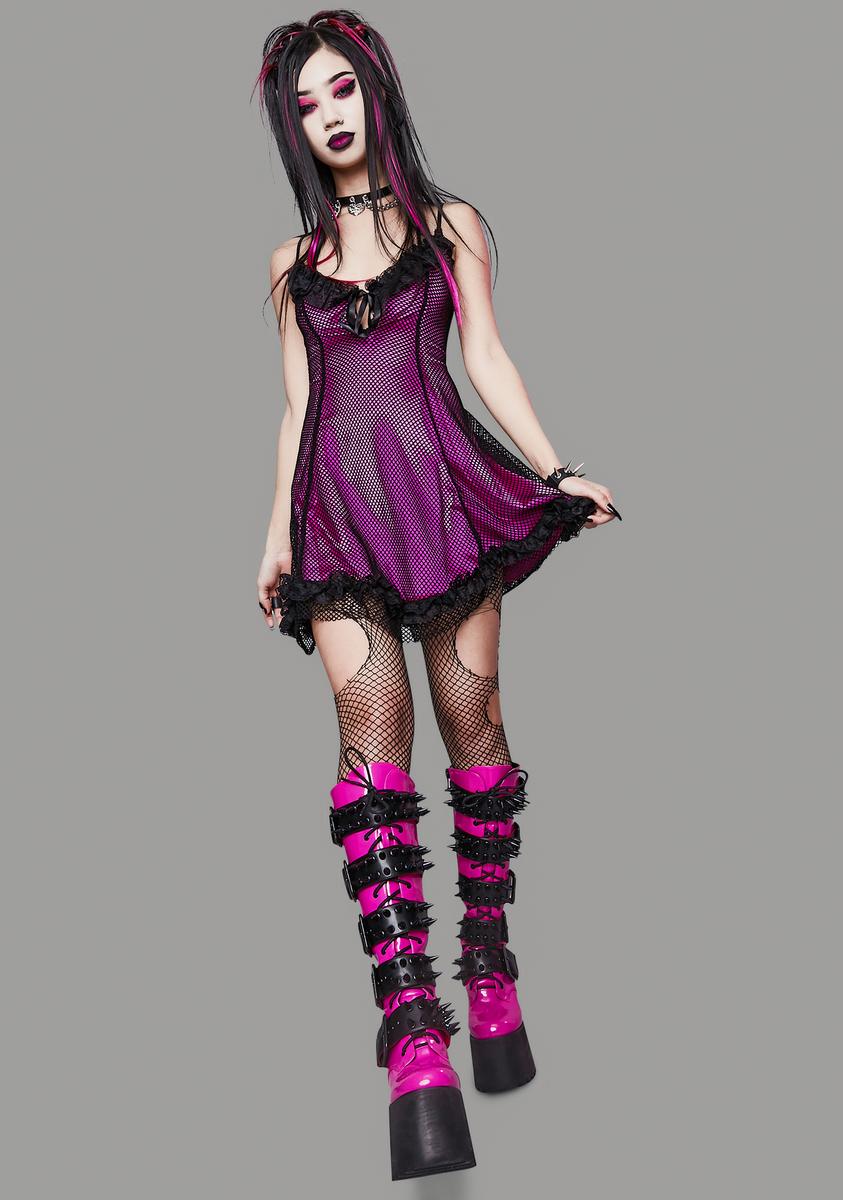 Widow Sheer Fishnet Slip Dress