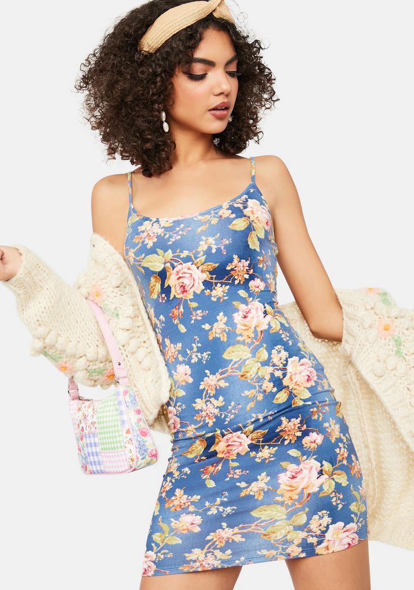 Floral Cami Strap Bodycon Mini Dress