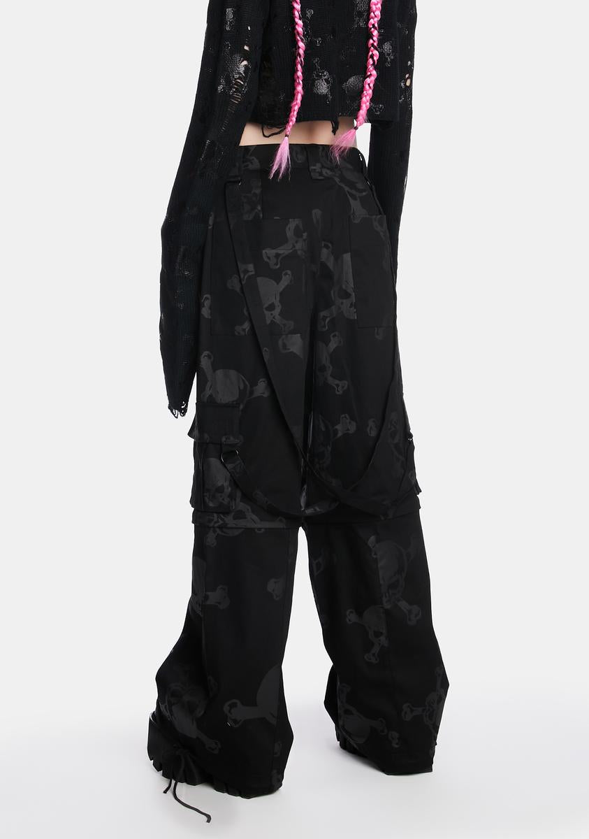 Widow Skull Print Wide Leg Cargo Pants - Black – Dolls Kill