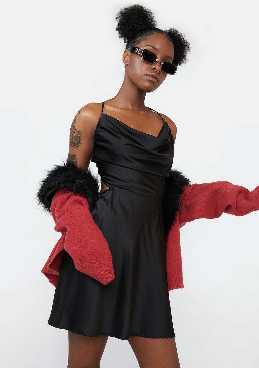 cowl neck open back mini dress Satin Cowl Neck Open Back Mini Dress