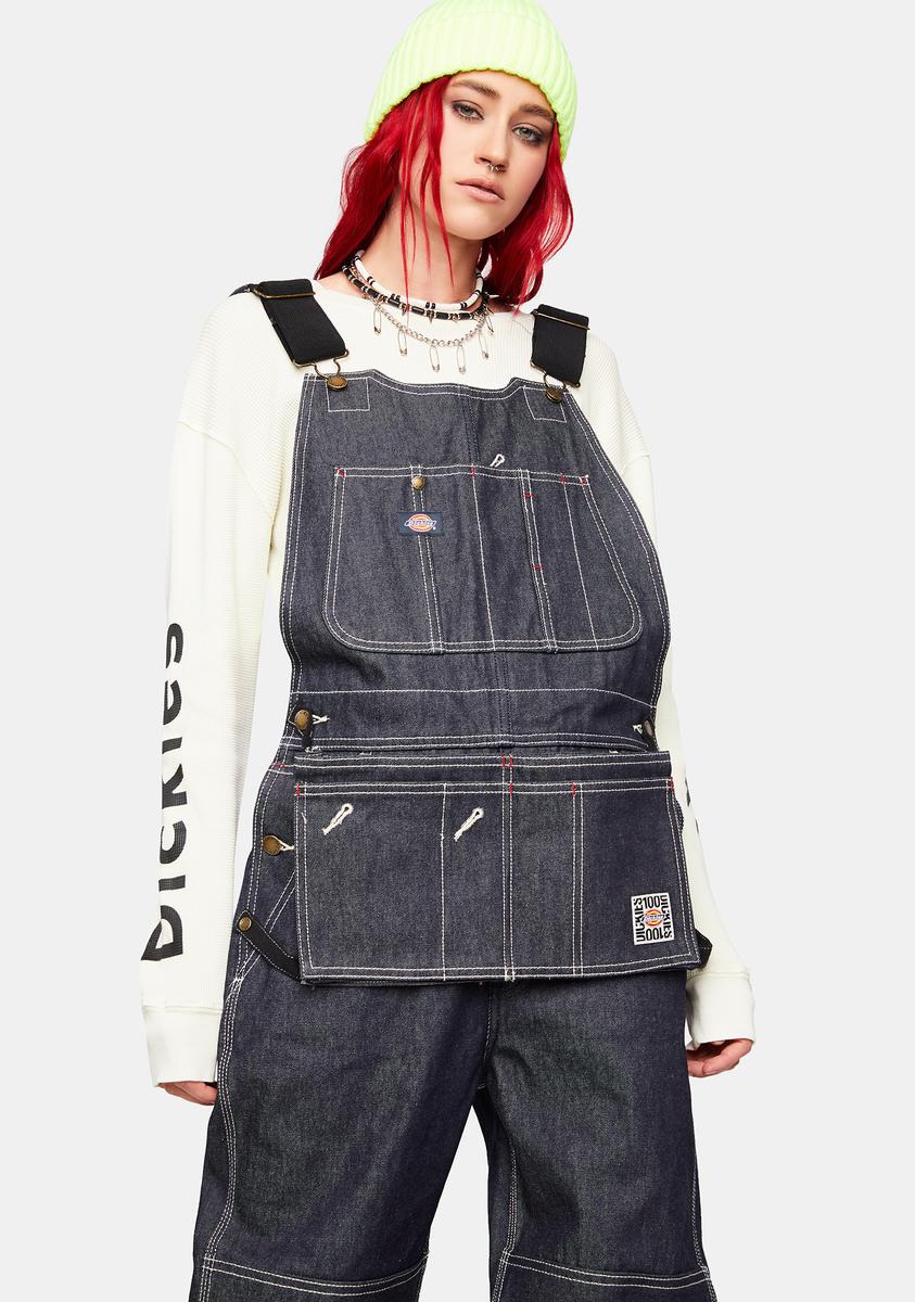 Dickies Bib Apron Denim Overalls Dark/Indigo Blue Dolls Kill