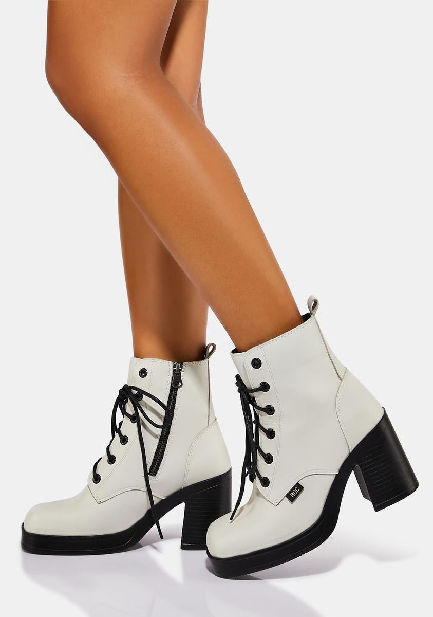 ROC Boots Australia Lace Up Ankle Zip Boots - White – Dolls Kill