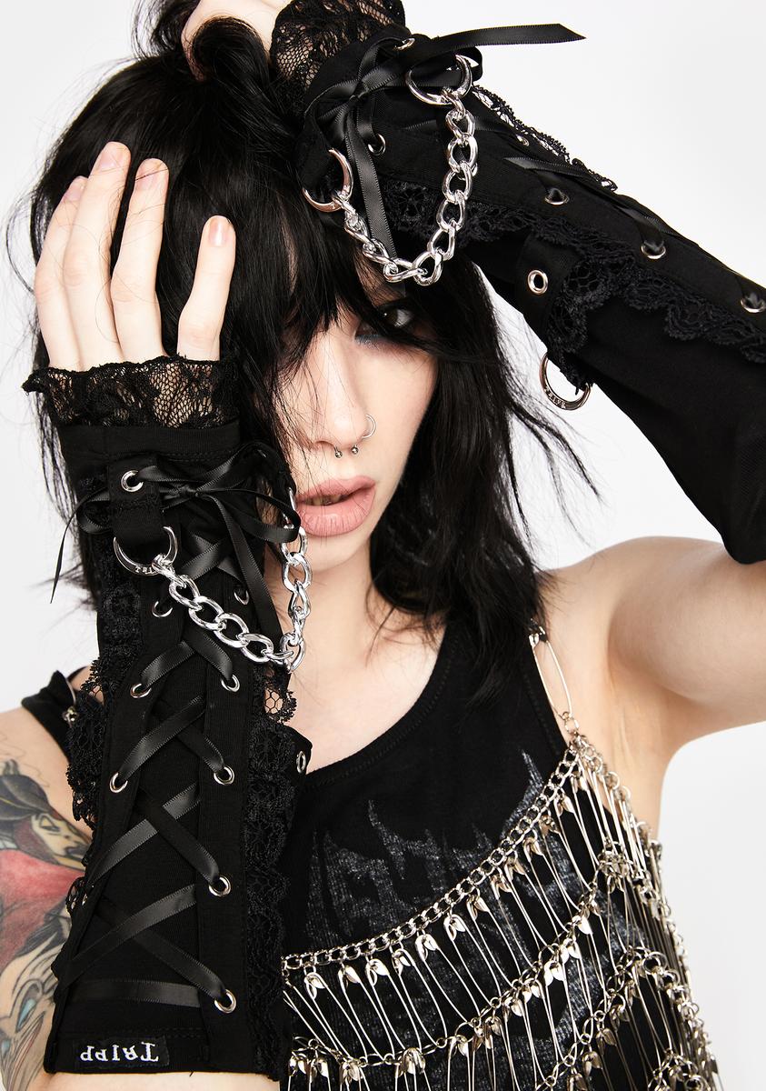 Tripp NYC Lace Arm Warmer Gloves - Black – Dolls Kill