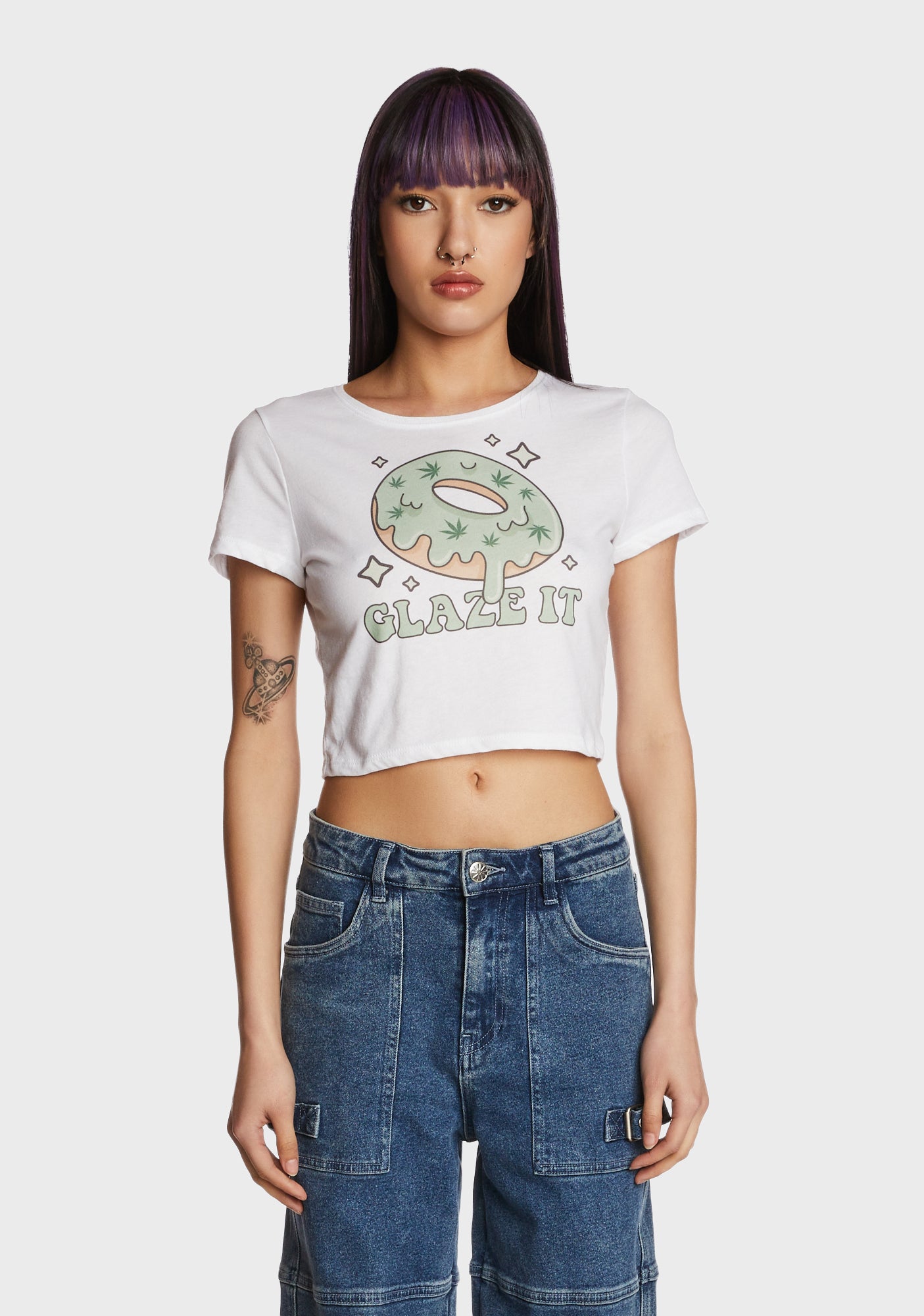 Femfetti Glaze It Graphic Crop Tee - White – Dolls Kill