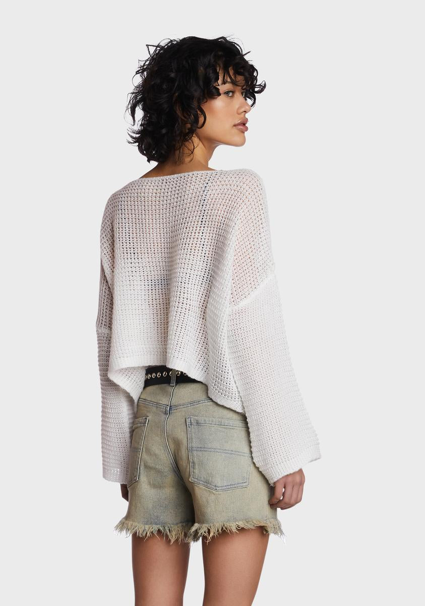 oversized white cropped sweater