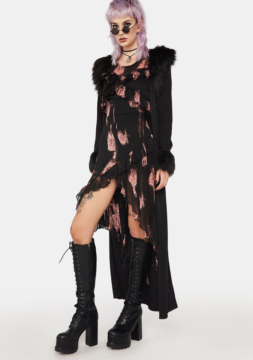 Grunge Irregular Floral Printed Ruffled Dress Punk Rave,New Products : American Fashion Style Bags On Sale Grunge Irregular Floral Printed Ruffled Dress Punk Rave,New Products : American Fashion Style Bags On Sale