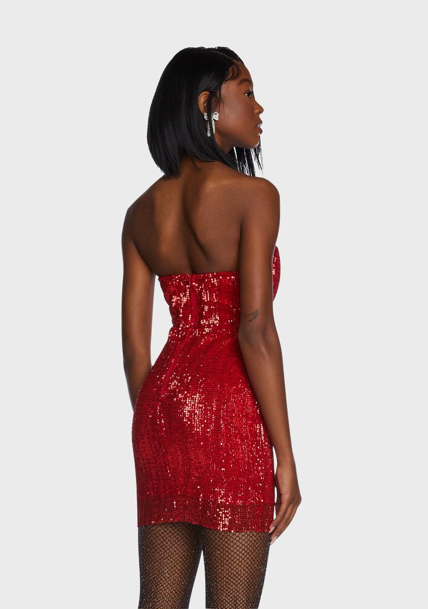 Sparkly Sequin Strapless Mini Dress