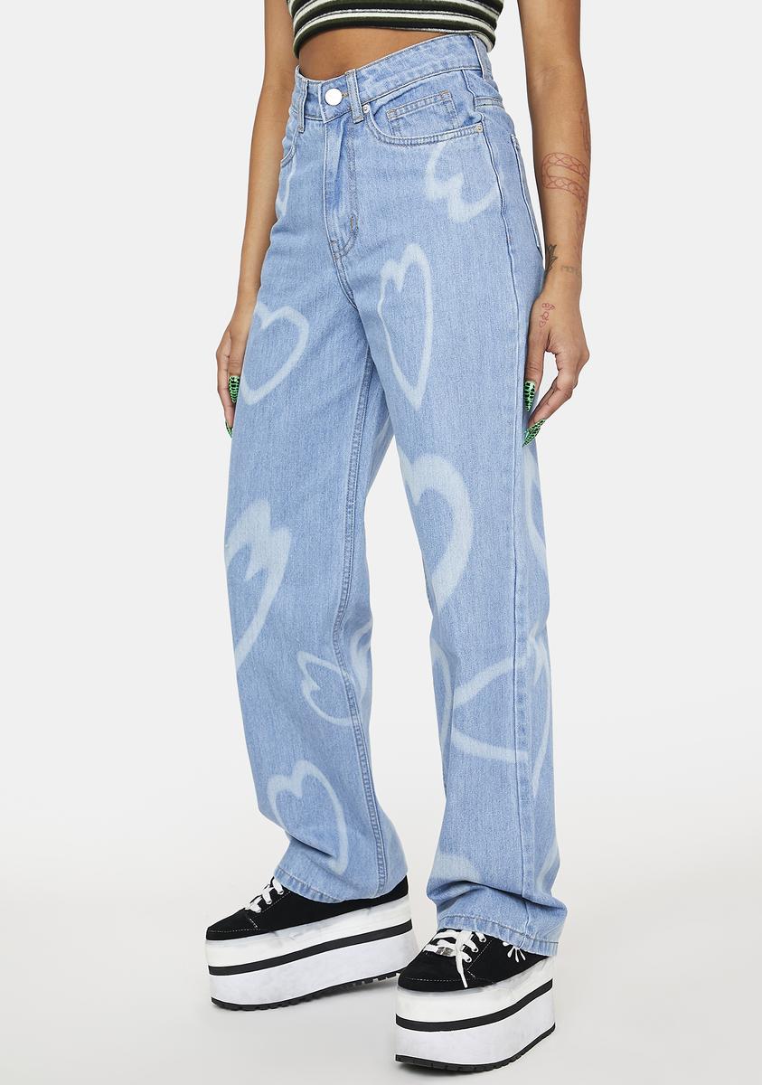NGOrder Heart Spray Paint Skater Jeans Light Blue Dolls Kill