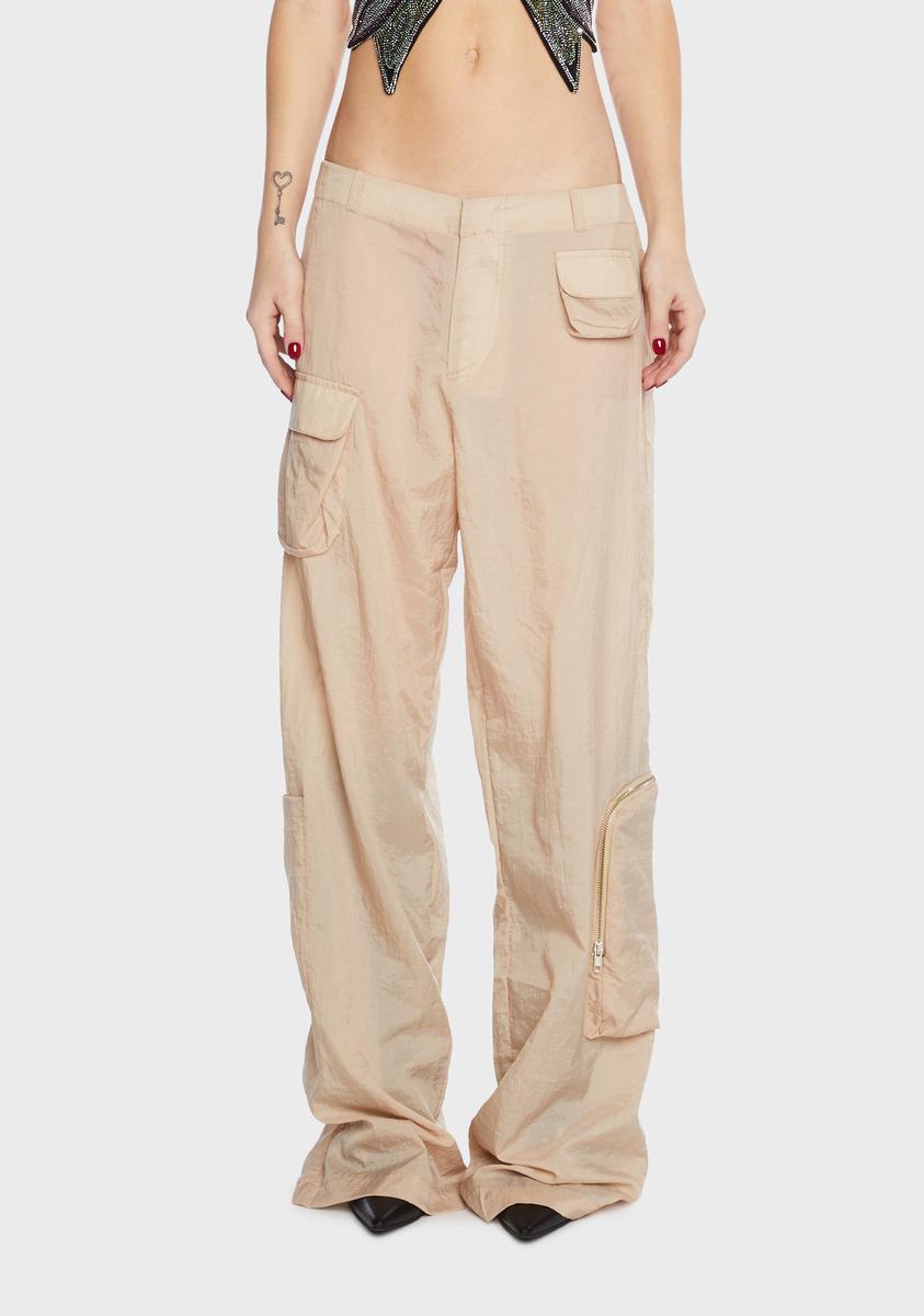 Beige Loose Pants With Pockets Kiki Riki,All Products : American Fashion Style Bags On Sale