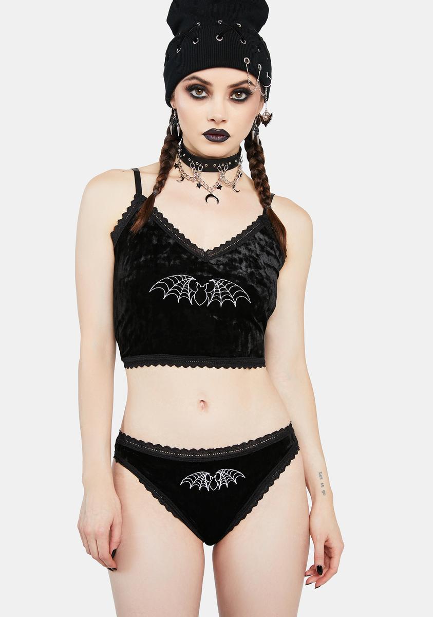 The Grave Girls Velvet Pajama Crop Top Panty Set - Black – Dolls Kill