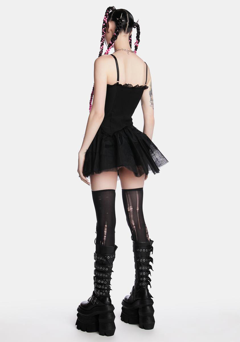 Widow Buckled Corset Mini Dress - Black Dolls Kill Widow Buckled Corset Mini Dress - Black Dolls Kill
