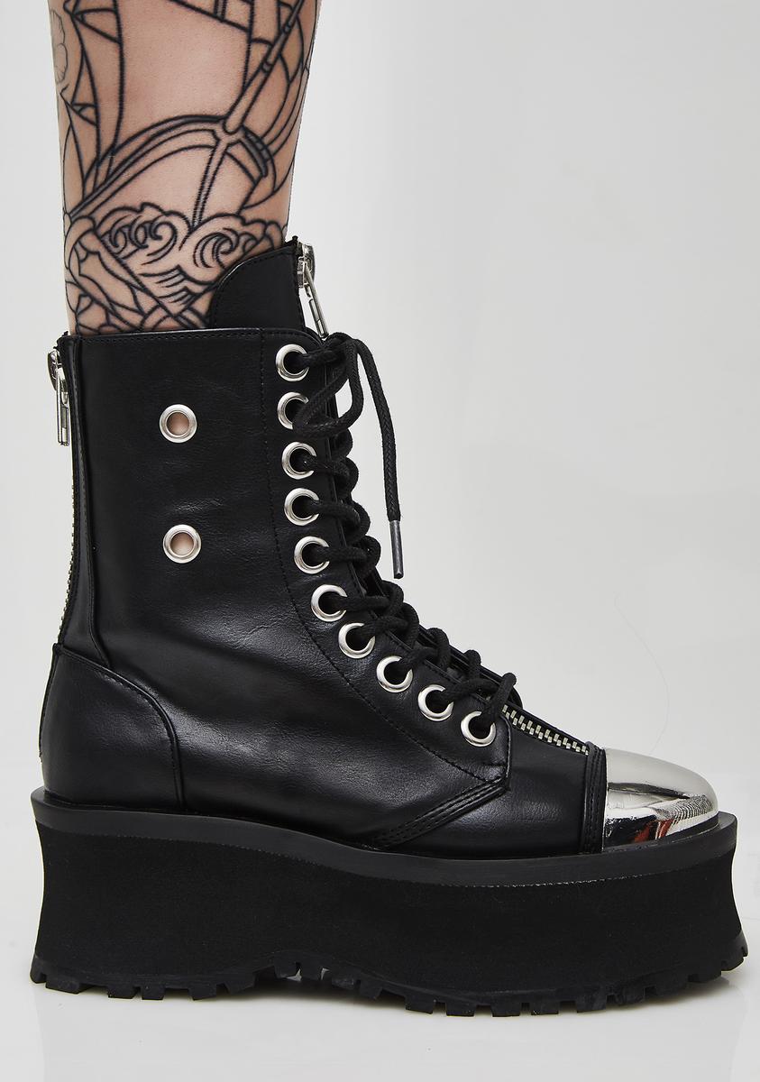 Demonia Gravedigger Combat Boots – Dolls Kill - Main Image