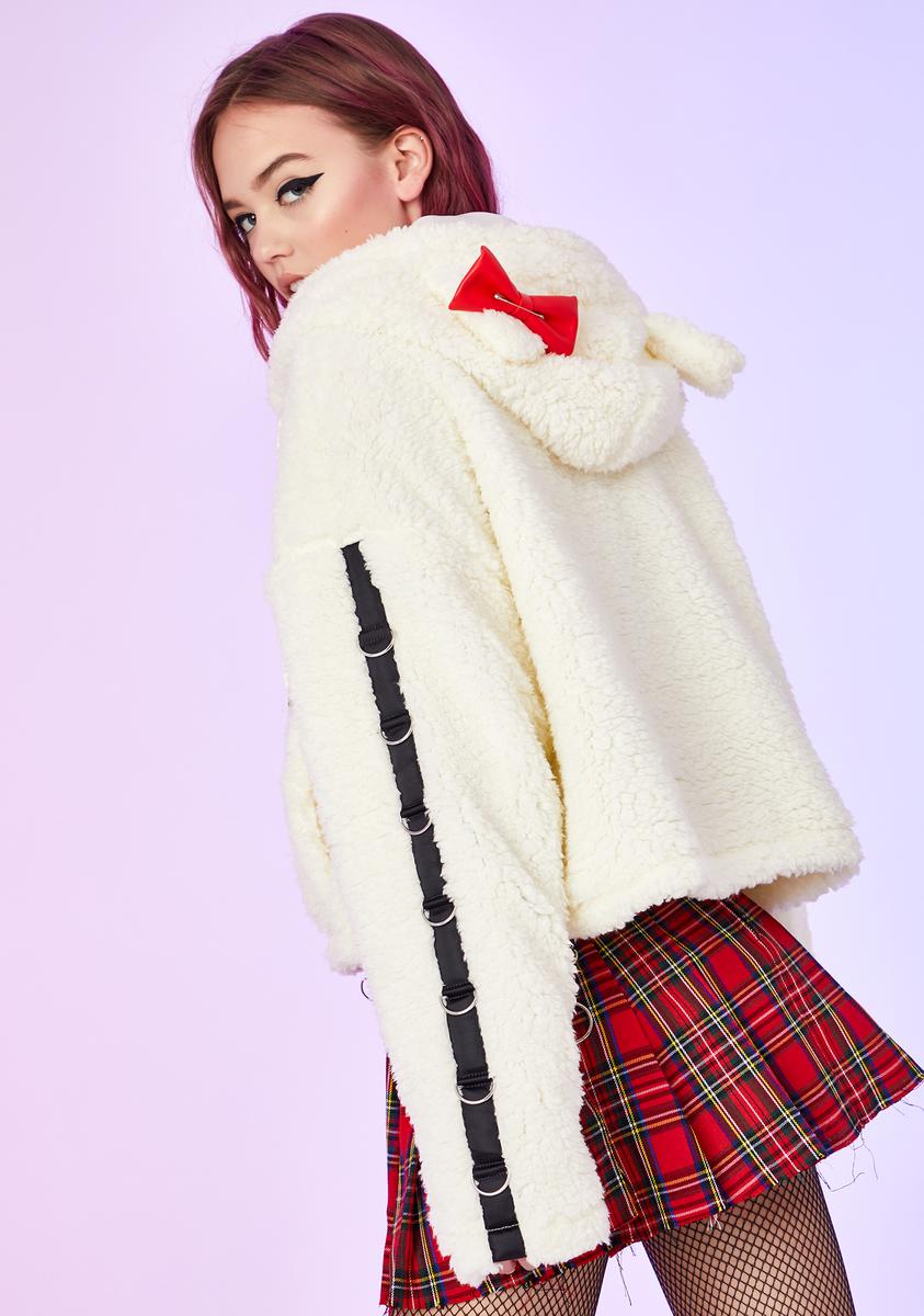 Dolls Kill Hello Kitty Fluffy Cat Ear Zip Up Hoodie Jacket