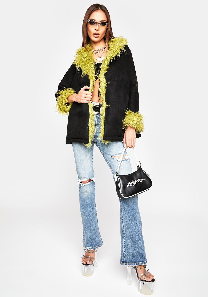 melt the lady  oversize fur jacket  ブラック