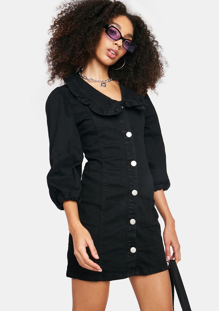 Glamorous Black Button Down Mini Dress  Dolls Kill