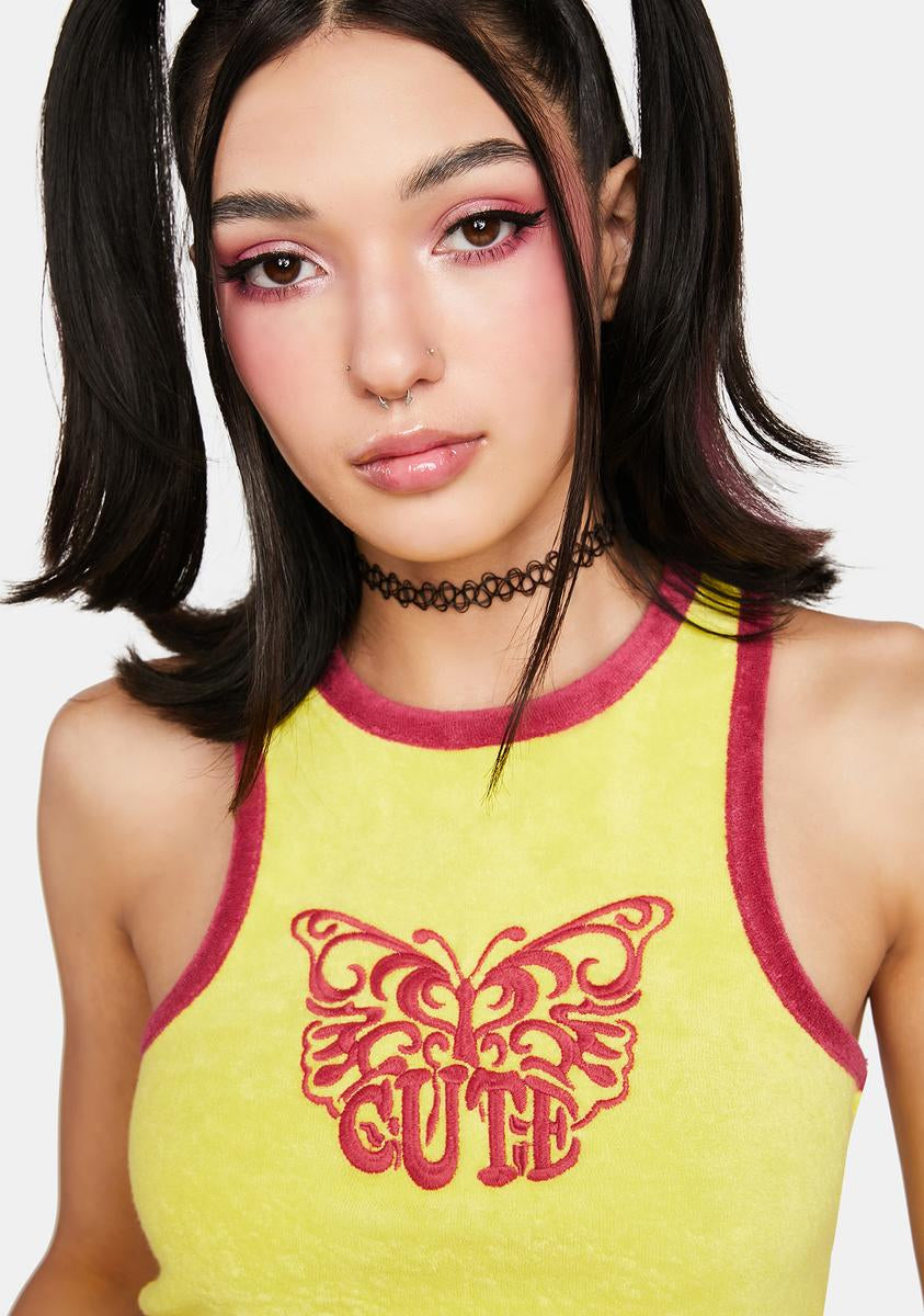 Cute Butterfly Towelling Tank NGOrder,Specials : American Fashion Style Bags On Sale