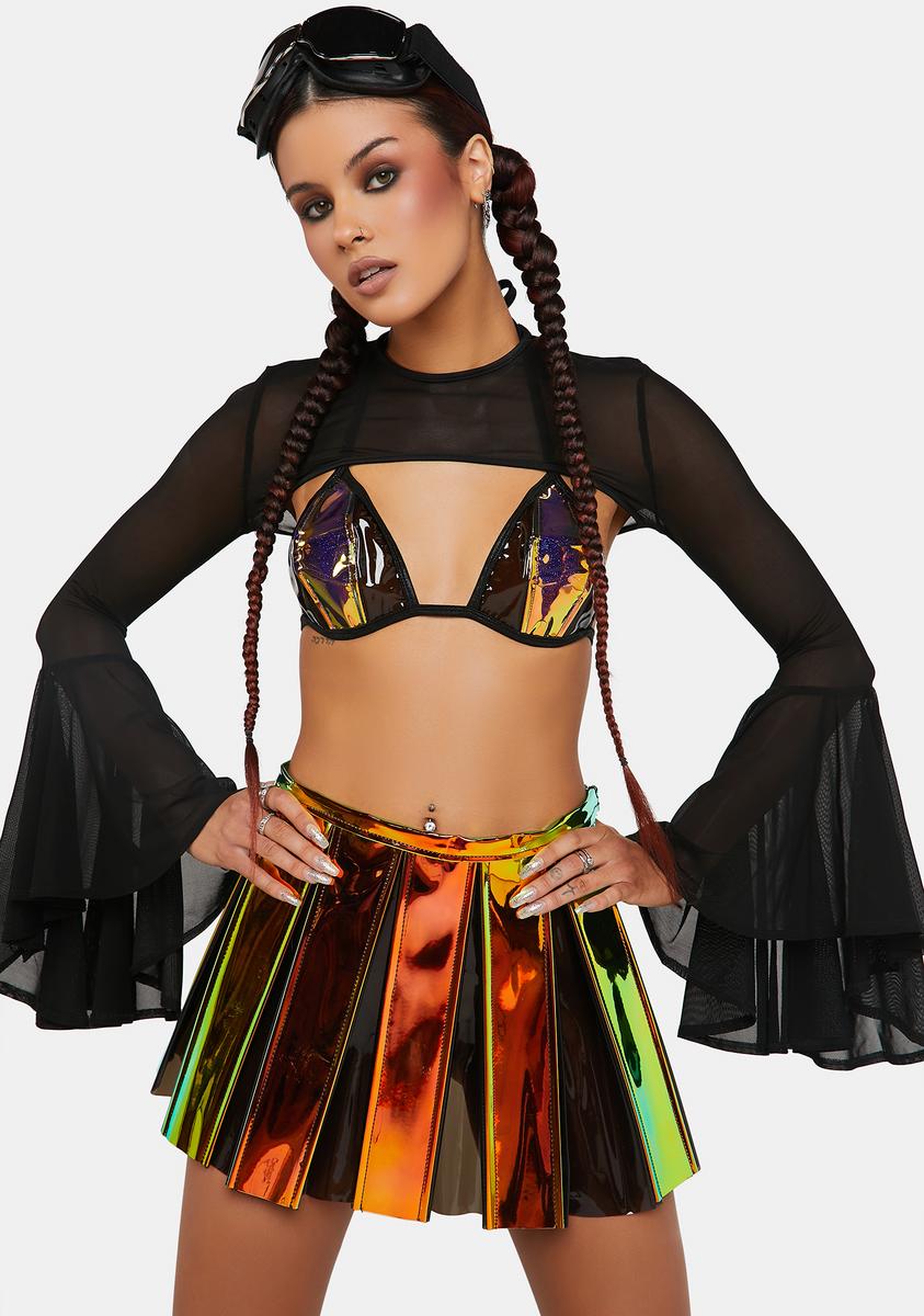 J Valentine Pleated Vinyl Mini Skirt - Pink/Yellow – Dolls Kill