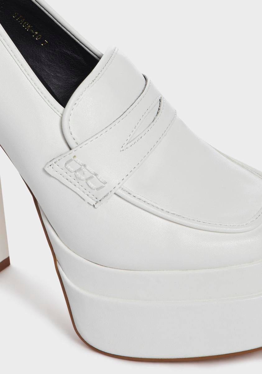 Platform Loafer Heels White Dolls Kill