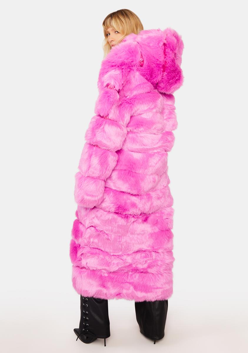 Buy Online Genuine Pink Rabbit Fur Swing Coat Marylin