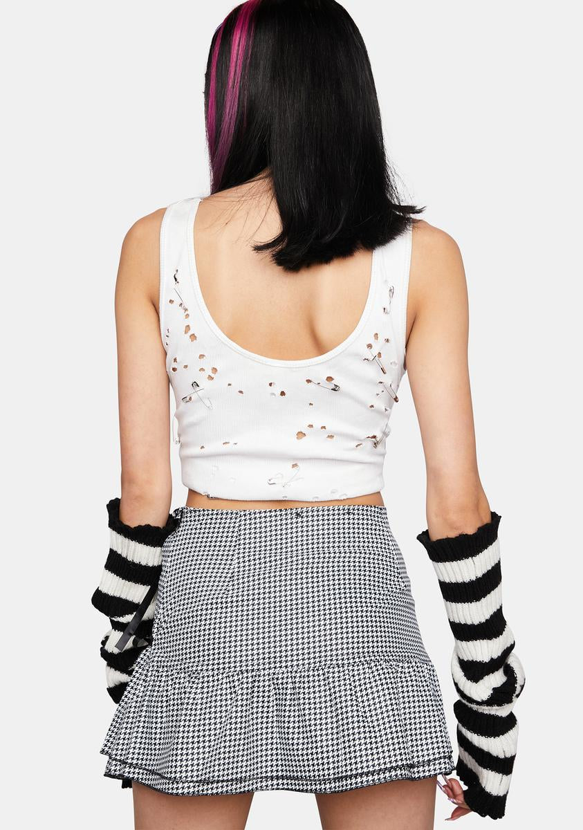 Crop Top High Waisted Mini Skirt Black And White Gingham High