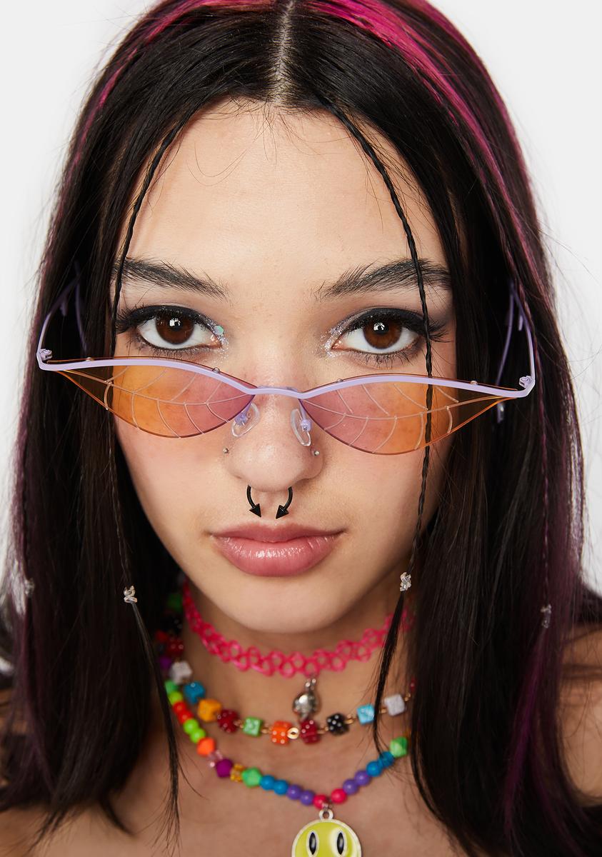 Tiny Leaf Sunglasses - Pink – Dolls Kill