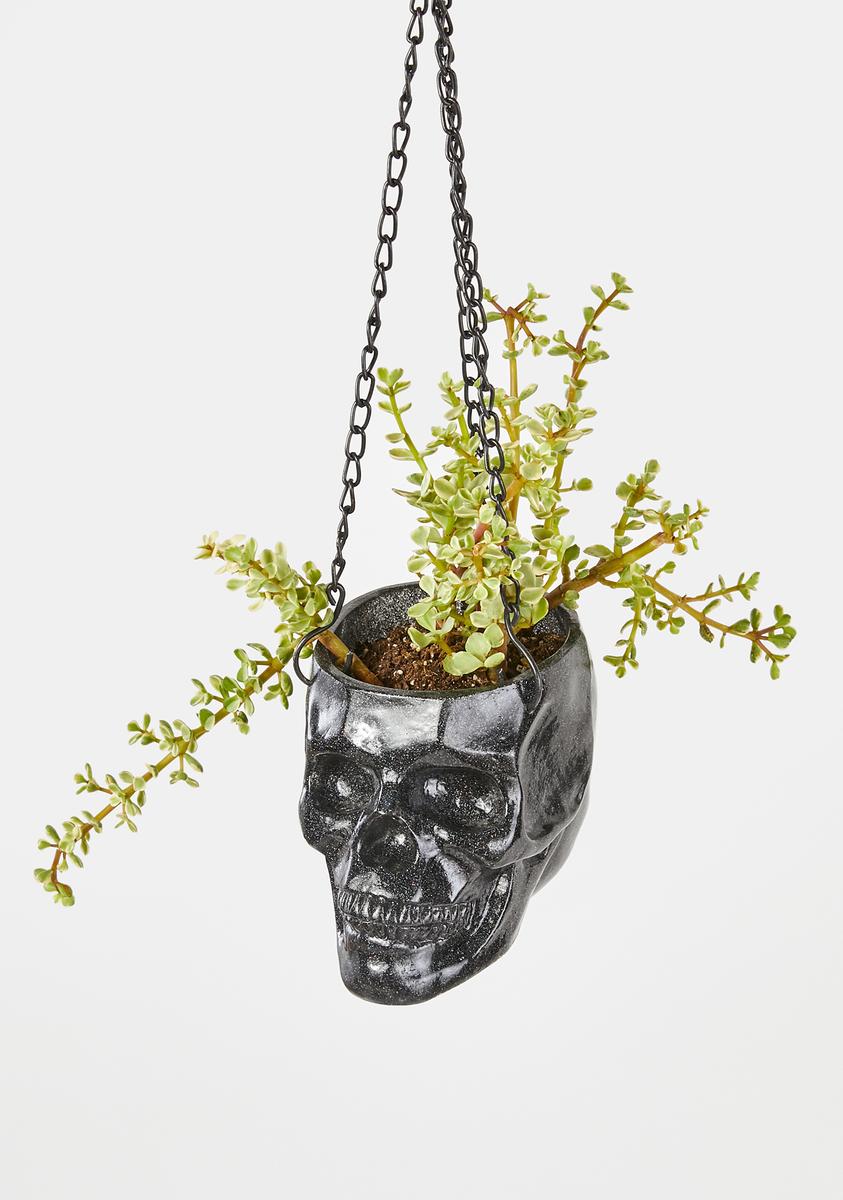 hanging skull planter Dolls Home Glitter Skull Hanging Planter