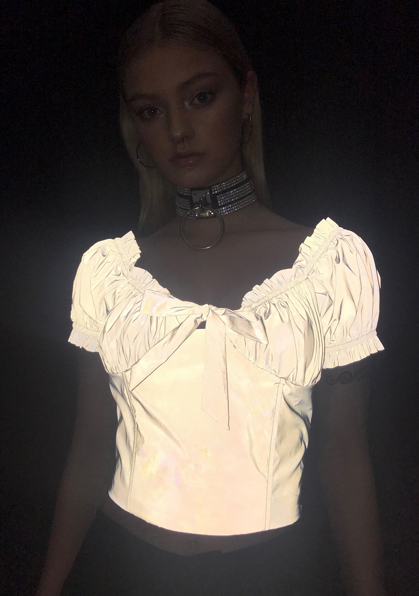 Reflective Ruffle Crop Top – Dolls Kill