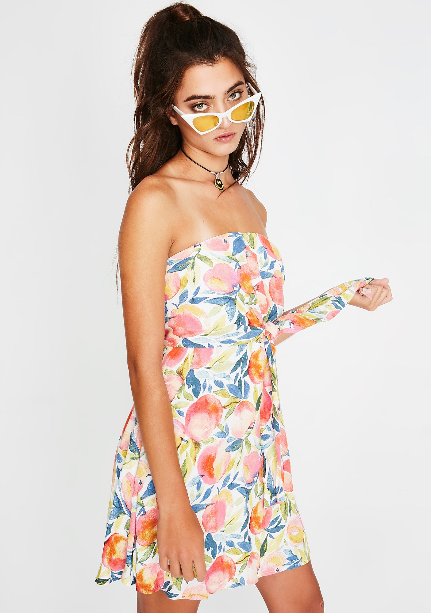 White Strapless Peach Dress – Dolls Kill