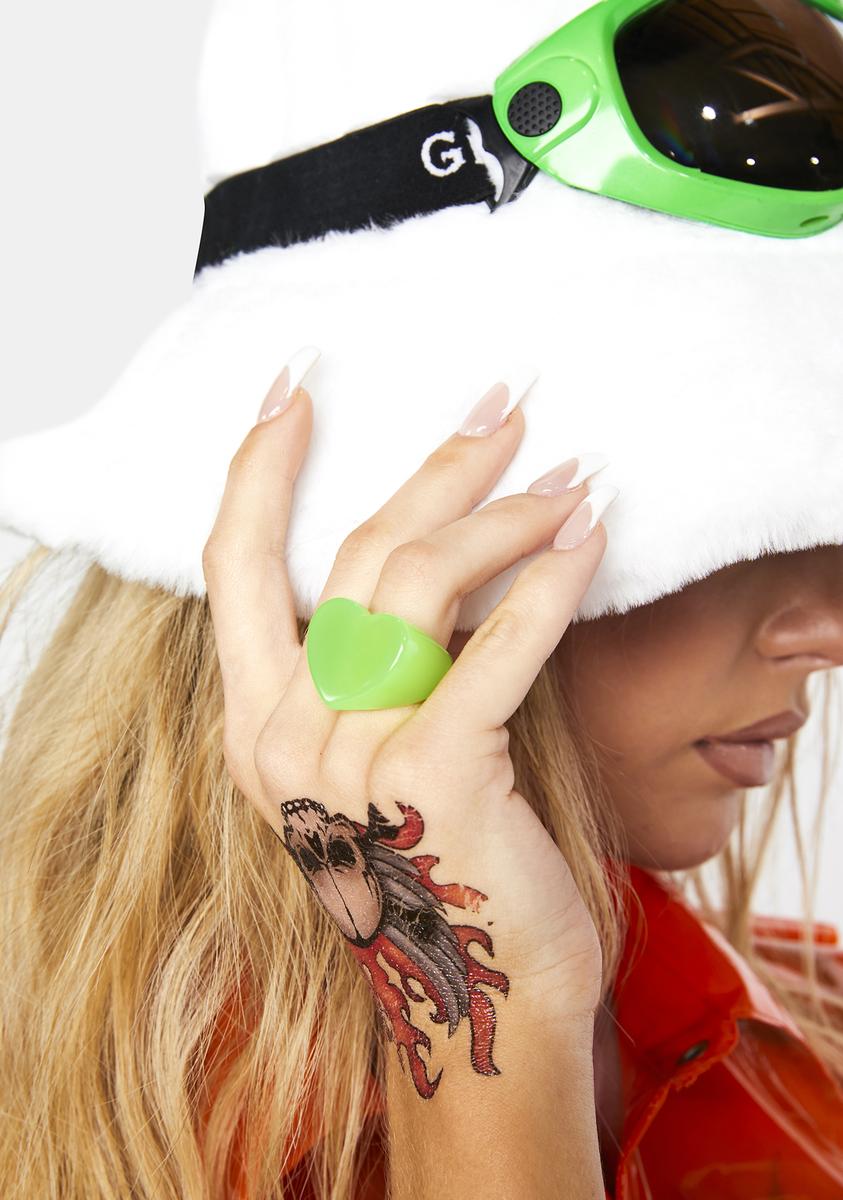 Chunky Neon Heart Ring - Green – Dolls Kill