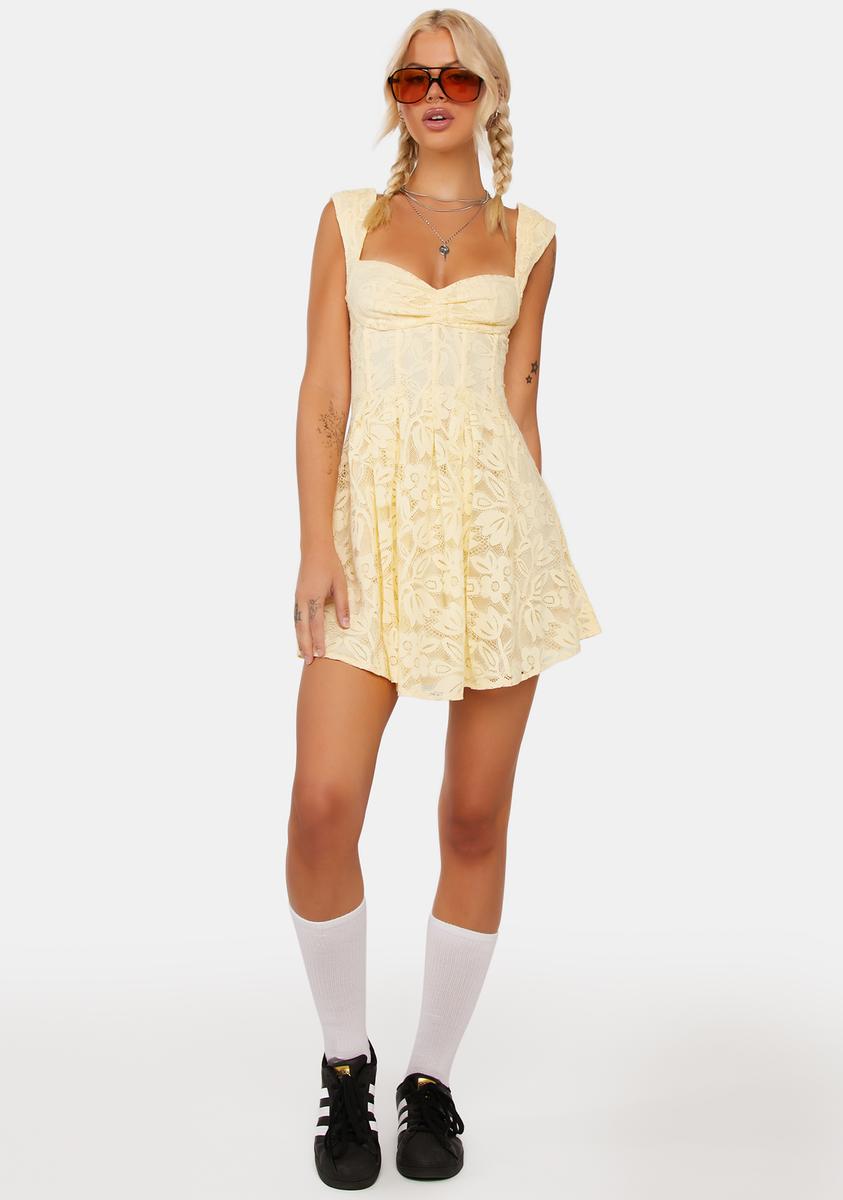 for love and lemons yellow mini dress & Lace Cutout eye and hidden zip Size:6/9 Mo Zara - Zw Collection partytops