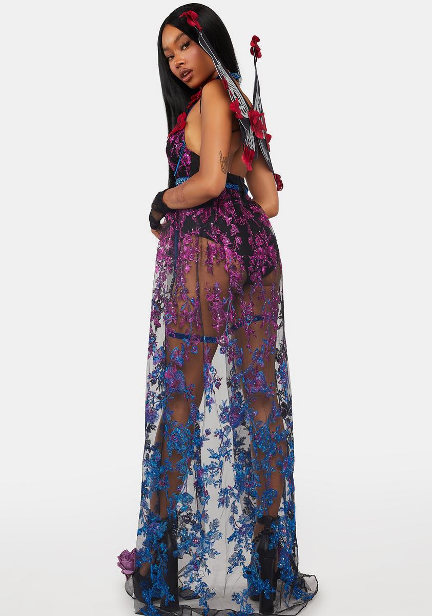 Sheer Maxi Floral Fairy Queen Costume Set