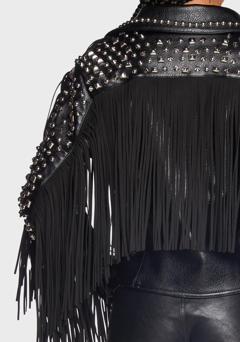 Azalea Wang Studded Fringe Moto Jacket - Black – Dolls Kill Azalea Wang Studded Fringe Moto Jacket - Black – Dolls Kill